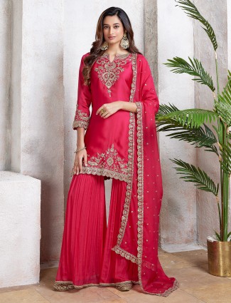 Newest magenta sharar salwar suit