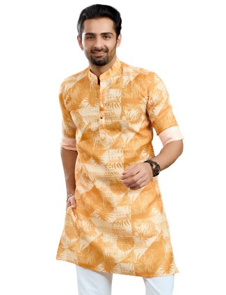 Latest golden festive style printed kurta