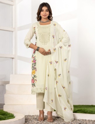 Classy silk cream kurti set