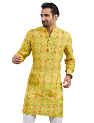 Newest cotton yellow printed kurta