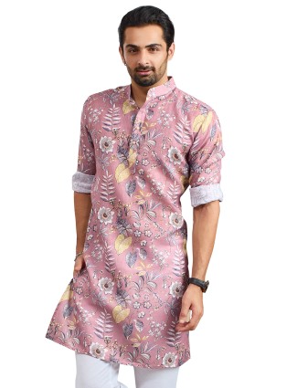 Printed festive wear onion pink kurta