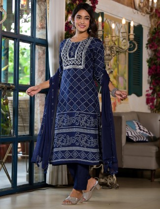 Stunning blue printed casual kurti set