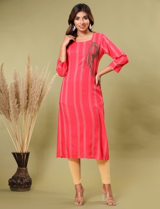 Stunning magenta silk printed kurti