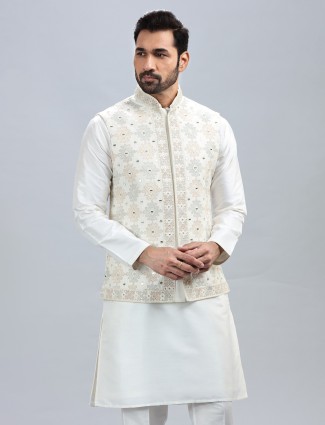 Classy off wite waistcoat set for men