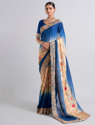 Beautiful blue georgette saree