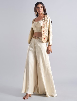Classic cream silk palazzo salwar suit