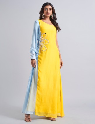 Gorgeous yellow designer silk salwar suit