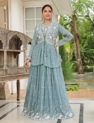 Dazzling blue anarkali salwar suit