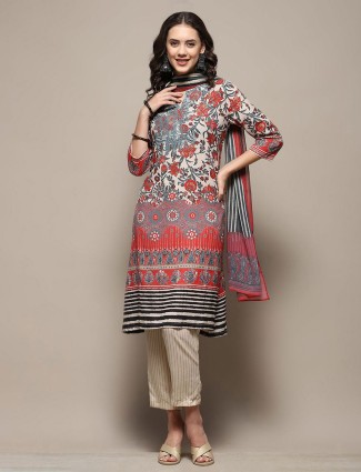 BIBA cream cotton printed kurti set