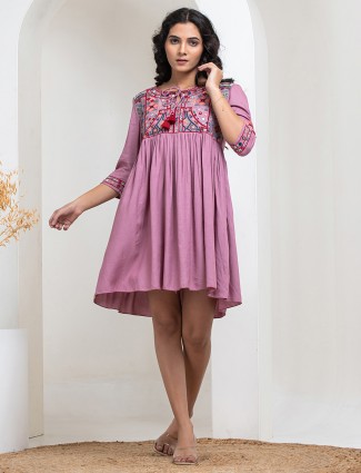 Trendy purple cotton kurti for casual 