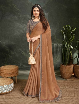 Attractive beige georgette saree