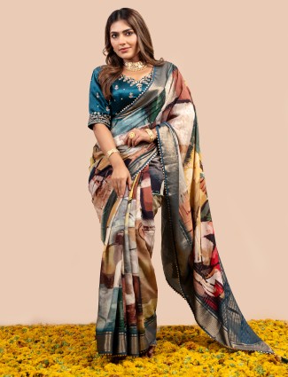 Stunning mulri color dola silk saree