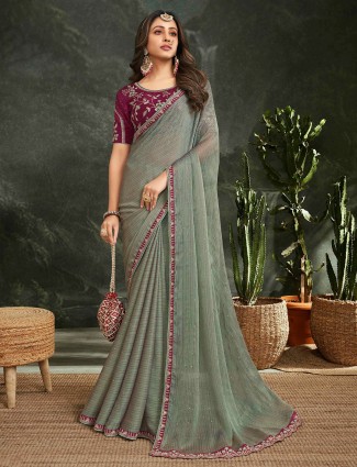 Georgette light green saree