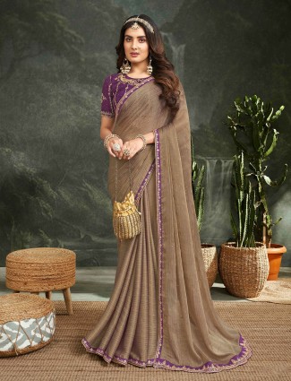 Stunning beige georgette saree