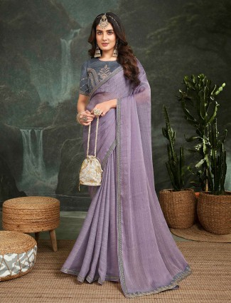 Stunning purple georgette saree