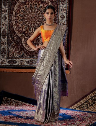 Trendy purple kanjivaram saree for wedding