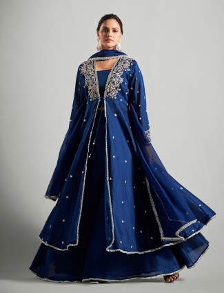 Latest blue silk lehenga salwar suit