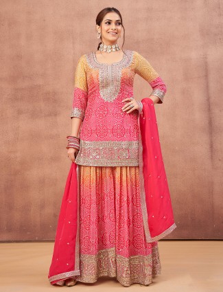 Light purple silk palazzo suit with sequins embellishment
