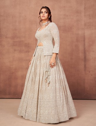 Peach lehenga choli in silk