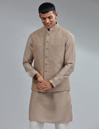 Elegant brown silk waistcoat set