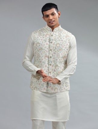Newest white silk waistcoat set