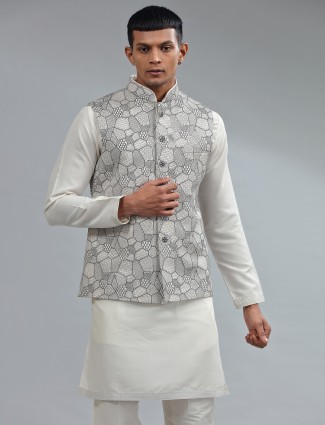 Off-white silk wedding waistcoat set