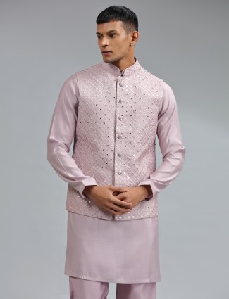 Stunning mauve pink silk waistcoat set