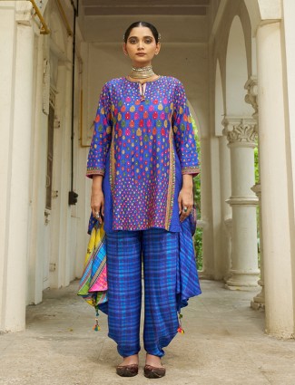 Royal blue silk embroidery salwar suit