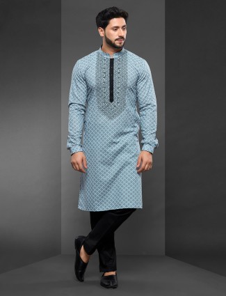 Lilac purle silk kurta suit