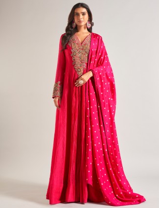 Georgette magenta anarkali salwar suit