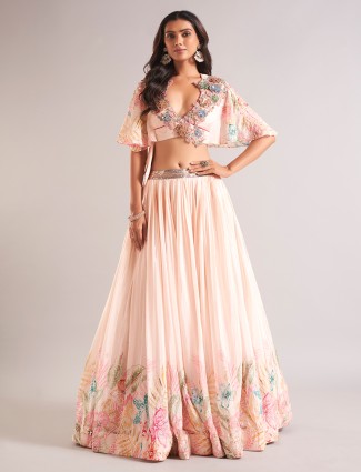 Classy baby pink designer lahenga choli
