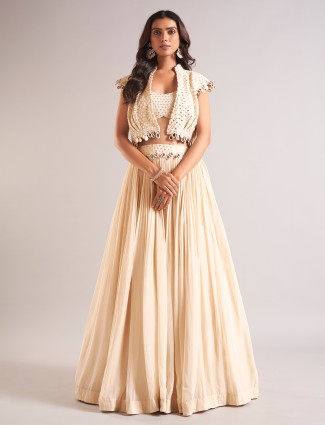 Trendy beige lehenga choli in georgette