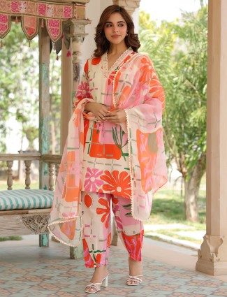 Awesome orange silk kurti set