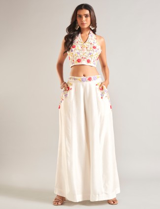 White trendy georgette palazzo salwar suit