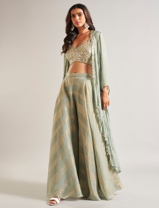 Latest pista green palazzo salwar suit