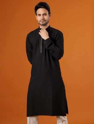 Attractive black pathani cotton kurta
