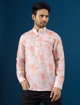 Multi coloured printed trendy cotton kurta