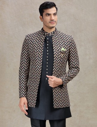 Stunning black indowestern with sequins