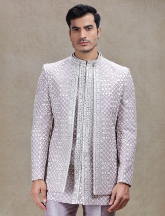 Chic lilac indowestern perfect for wedding look