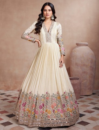 Beige wedding wear anarkali suit