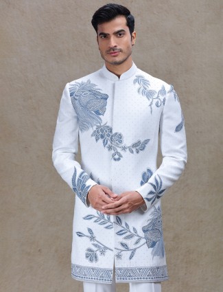 Off-white embroidery work indo-western