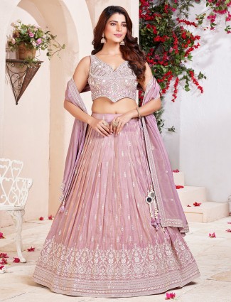 Lilac purple rich silk lehenga choli