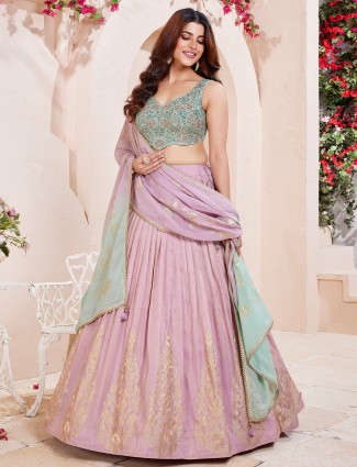 Lilac purple silk women lehenga choli