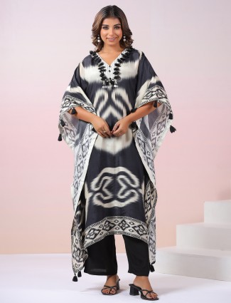 Charcoal black cotton silk kurti set