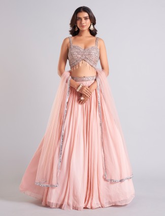 Peach soft georgette lehenga choli