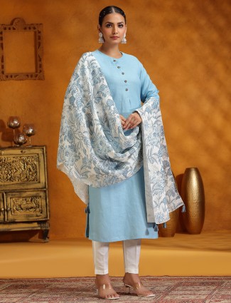 Light blue cotton salwar suit for women
