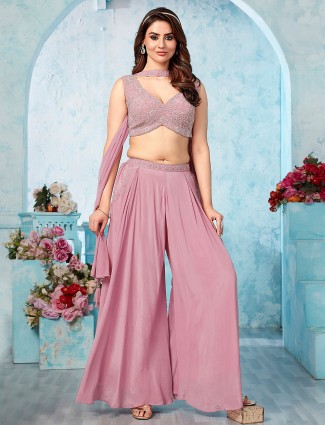 Onion pink wedding wear palazzo suit
