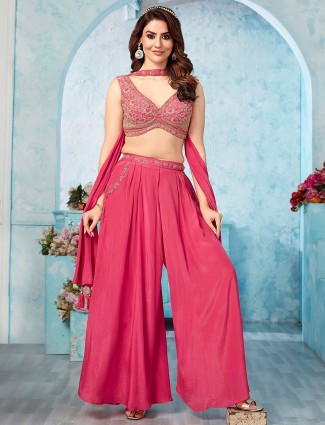 Pink palazzo suit for festive occasions