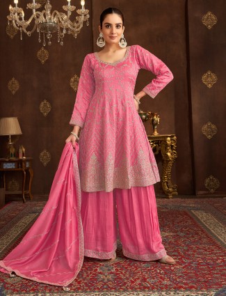 Stunning satin off-white salwar suit