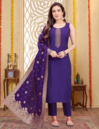 Pink silk kurti set with beads and dupatta